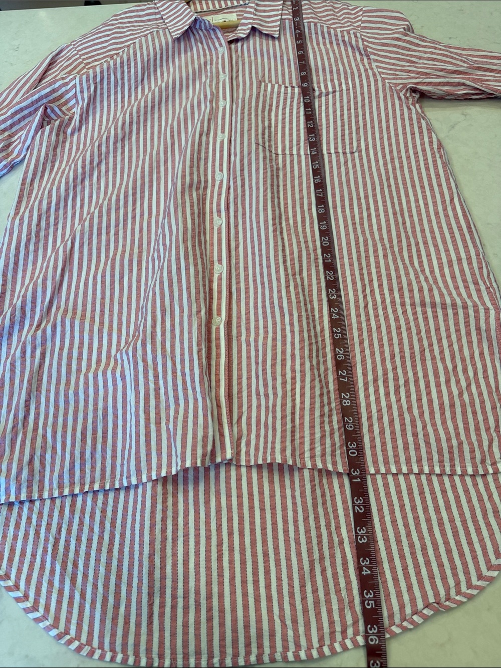 Anthropologie Oversized Striped Long-Sleeve Blouse Size Large - Picture 7 of 8